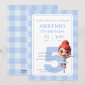 Gepersonaliseerde Blue Ballerina Dance Party Verja Kaart (Voorkant / Achterkant)