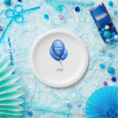 Gepersonaliseerde Blue Balloons Verjaardag Papieren Bordje (Feest)