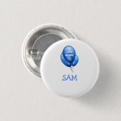 Gepersonaliseerde Blue Balloons Verjaardag Ronde Button 3,2 Cm (Voorkant /achterkant)
