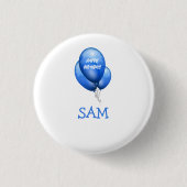 Gepersonaliseerde Blue Balloons Verjaardag Ronde Button 3,2 Cm (Voorkant)