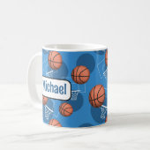 Gepersonaliseerde Blue Basketbal Mok (Voorkant links)