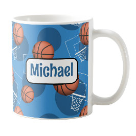 Gepersonaliseerde Blue Basketbal Mok