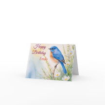 Gepersonaliseerde Blue Bird Flowers Waterverf verj
