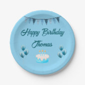 Gepersonaliseerde Blue Birthday Paper Bord (Voorkant)