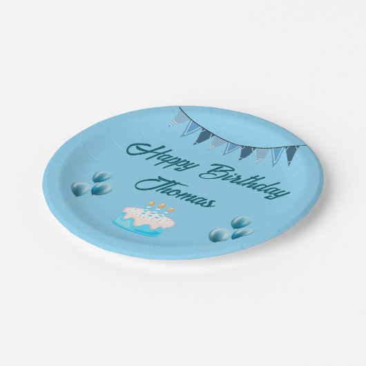Gepersonaliseerde Blue Birthday Paper Bord (Gekanteld)