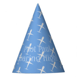 Gepersonaliseerde Blue Birthday Party Pilot Vliegt Feesthoedjes