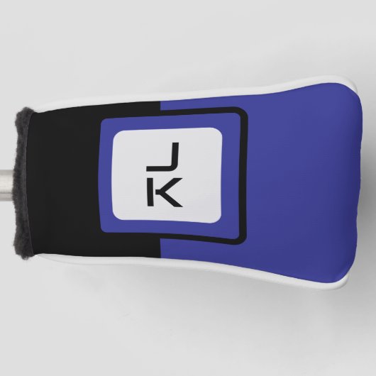 Gepersonaliseerde Blue Black Golf Head Putter Hoes Golfheadcover (Voorkant)