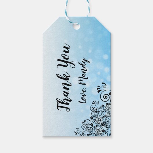 Gepersonaliseerde Blue Bokeh Dank u Cadeau Labels Cadeaulabel (Voorkant)
