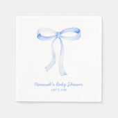 Gepersonaliseerde Blue Bow Baby shower Waterverf Servet (Voorkant)