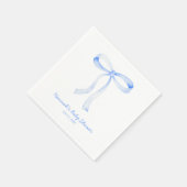 Gepersonaliseerde Blue Bow Baby shower Waterverf Servet (Hoek)