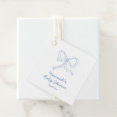 Gepersonaliseerde Blue Bow Coquette Lint Baby show Bedankjes Labels (In situ)
