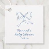 Gepersonaliseerde Blue Bow Coquette Lint Baby show Bedankjes Labels (Voorkant)