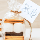 Gepersonaliseerde Blue Bow Coquette Lint Baby show Bedankjes Labels