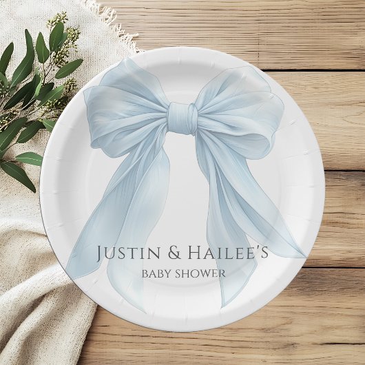 Gepersonaliseerde Blue Bow Girl Coquette Baby show Papieren Bordje