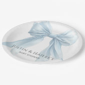 Gepersonaliseerde Blue Bow Girl Coquette Baby show Papieren Bordje (Gekanteld)