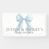 Gepersonaliseerde Blue Bow Girl Coquette Baby show Spandoek (Horizontaal)