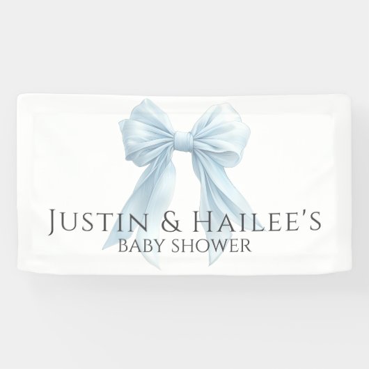 Gepersonaliseerde Blue Bow Girl Coquette Baby show Spandoek (Horizontaal)