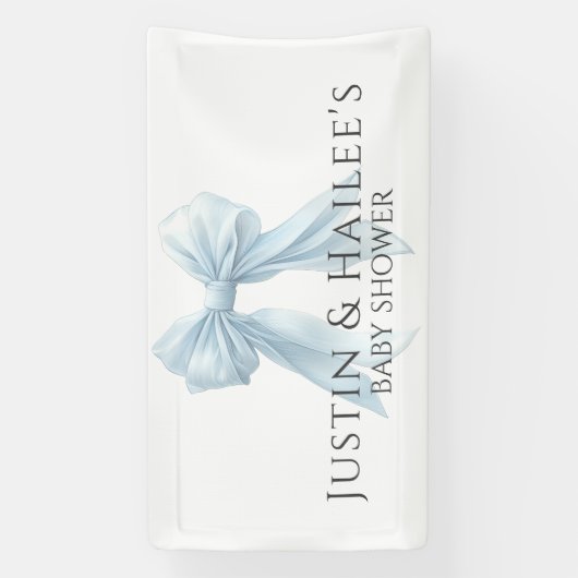 Gepersonaliseerde Blue Bow Girl Coquette Baby show Spandoek (Verticaal)