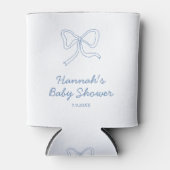 Gepersonaliseerde Blue Bow Ribbon Baby shower Favo Blikjeskoeler (Voorkant)