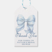Gepersonaliseerde Blue Bow Vrijgezellenfeest Dank Cadeaulabel (Voorkant)