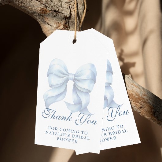 Gepersonaliseerde Blue Bow Vrijgezellenfeest Dank Cadeaulabel