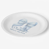 Gepersonaliseerde Blue Bow Vrijgezellenfeest Fancy Papieren Bordje (Gekanteld)