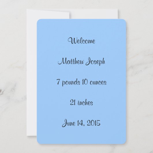 Gepersonaliseerde Blue Boy Aankondiging (Achterkant)