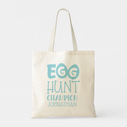 Gepersonaliseerde Blue Boy Easter Egg Hunt Champio Tote Bag (Achterkant)