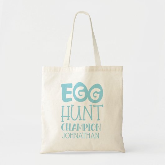 Gepersonaliseerde Blue Boy Easter Egg Hunt Champio Tote Bag (Voorkant)
