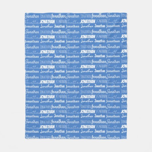 Gepersonaliseerde Blue Boys Naam Font Collage Scha Fleece Deken (Voorkant)