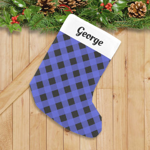 Gepersonaliseerde Blue Buffalo Plaid Check rustiek Kleine Kerstsok