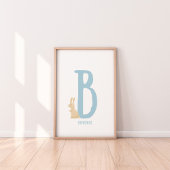 Gepersonaliseerde Blue Bunny Initiaal Nursery Prin Poster
