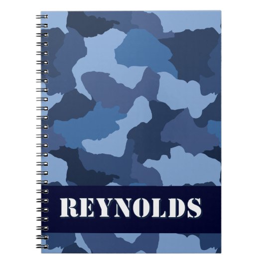 Gepersonaliseerde Blue Camo Journal Notitieboek (Voorkant)