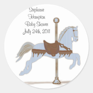 Gepersonaliseerde Blue Carrousel Horse Sticker