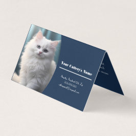 Gepersonaliseerde Blue Cattery Fold Visitekaartje