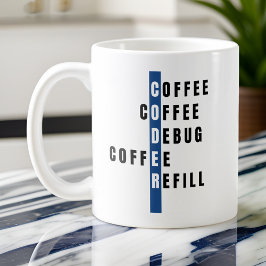 Gepersonaliseerde Blue Coffee Debug Refill Coder Koffiemok