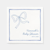 Gepersonaliseerde Blue Coquette Bow Baby shower se Servet (Voorkant)