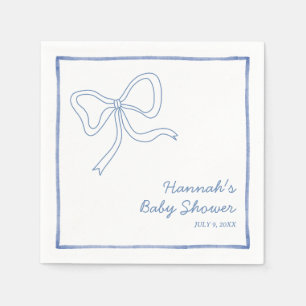 Gepersonaliseerde Blue Coquette Bow Baby shower se Servet