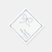 Gepersonaliseerde Blue Coquette Bow Baby shower se Servet (Hoek)
