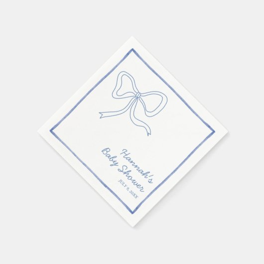 Gepersonaliseerde Blue Coquette Bow Baby shower se Servet (Hoek)