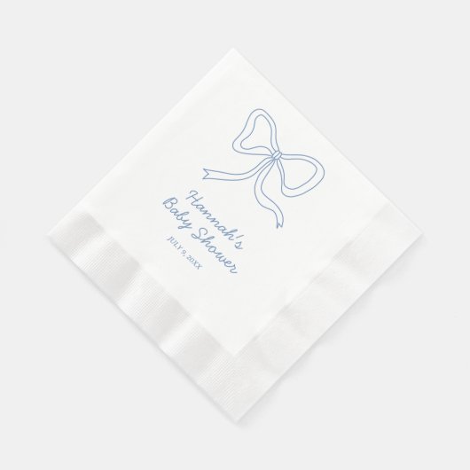 Gepersonaliseerde Blue Coquette Bow Baby shower se Servet (Hoek)