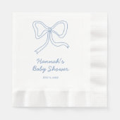 Gepersonaliseerde Blue Coquette Bow Baby shower se Servet (Voorkant)