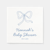 Gepersonaliseerde Blue Coquette Bow Baby shower se Servet (Voorkant)