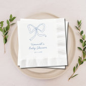 Gepersonaliseerde Blue Coquette Bow Baby shower se Servet