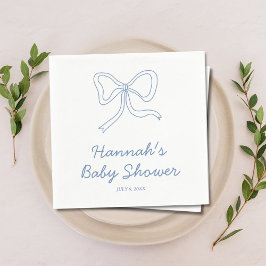 Gepersonaliseerde Blue Coquette Bow Baby shower se Servet