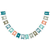 Gepersonaliseerde Blue Coral Green Happy Birthday Vlaggetjes (Alle)