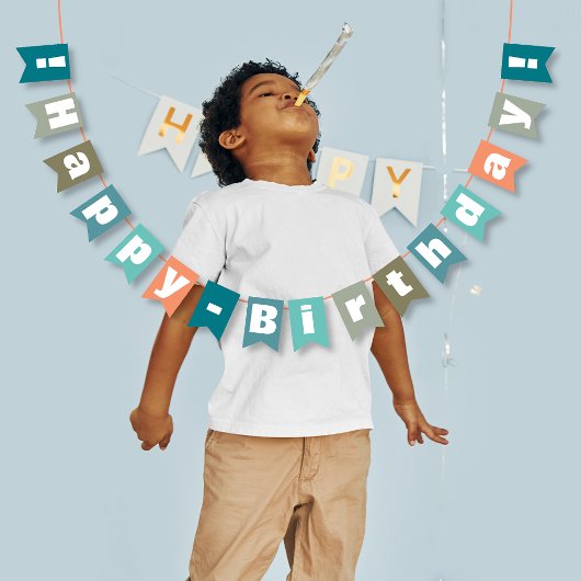 Gepersonaliseerde Blue Coral Green Happy Birthday Vlaggetjes