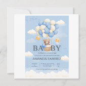 Gepersonaliseerde Blue & Cream Elephant Baby showe Bedankkaart (Voorkant)