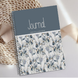 Gepersonaliseerde Blue Cream Floral Journal Notitieboek