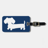 Gepersonaliseerde Blue Dachshund-thema Bagagelabel (Voorkant horizontaal)